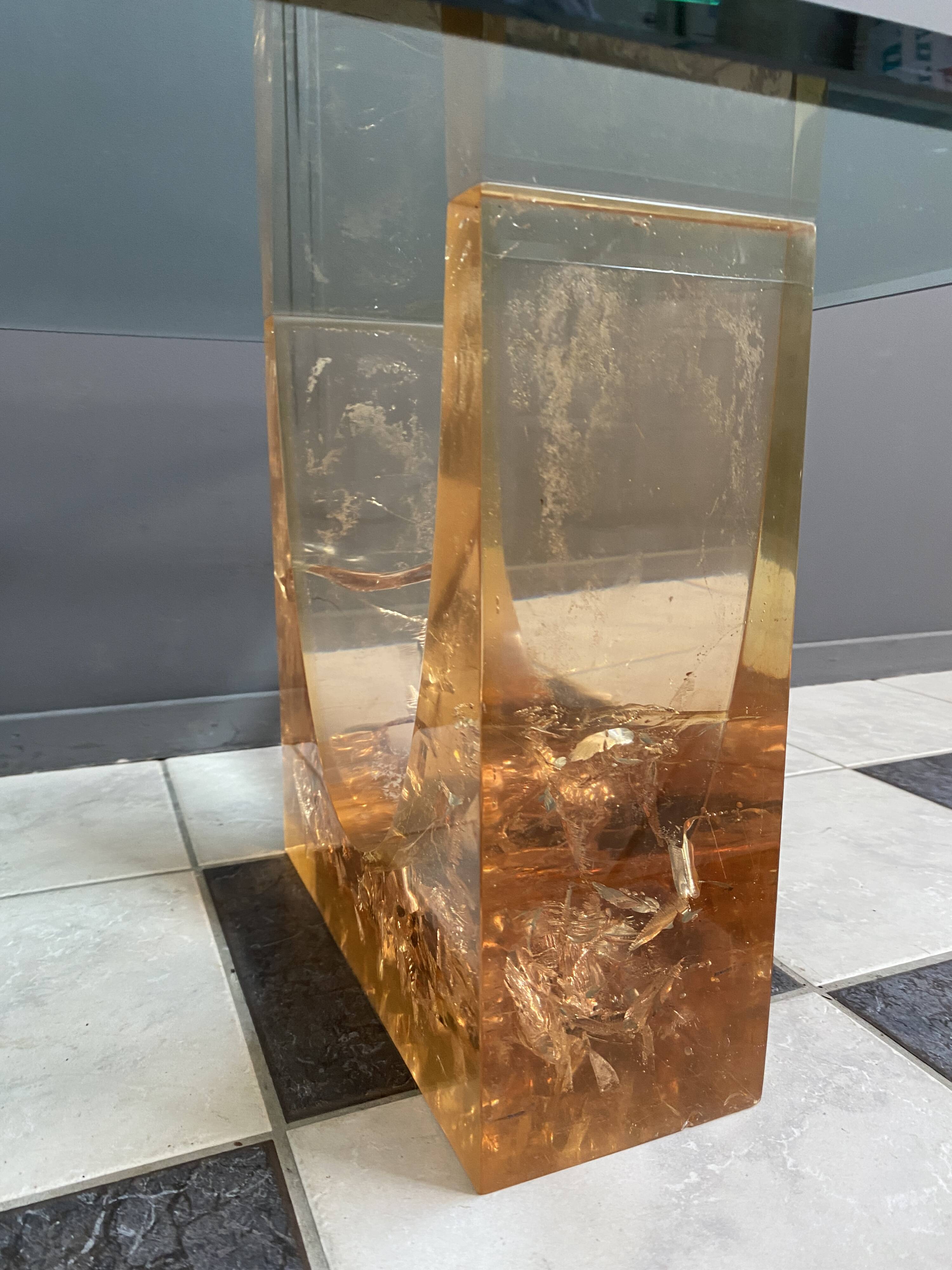 Glass coffee table in the style of marie-claude de fouguieres 1970s