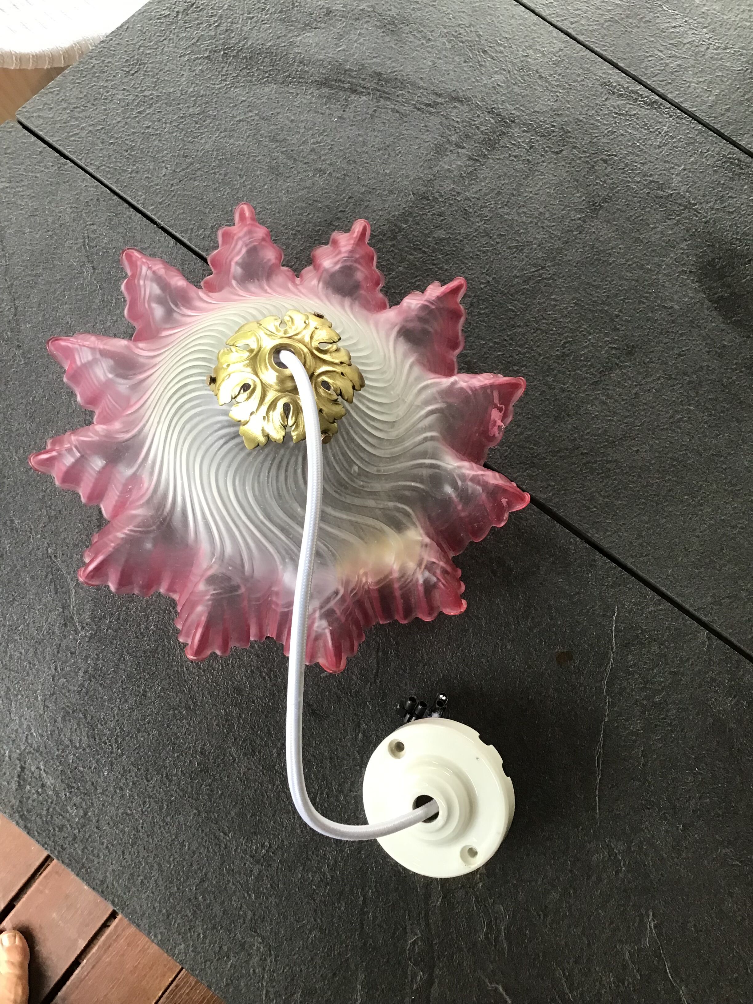 Pink opaline pendant light