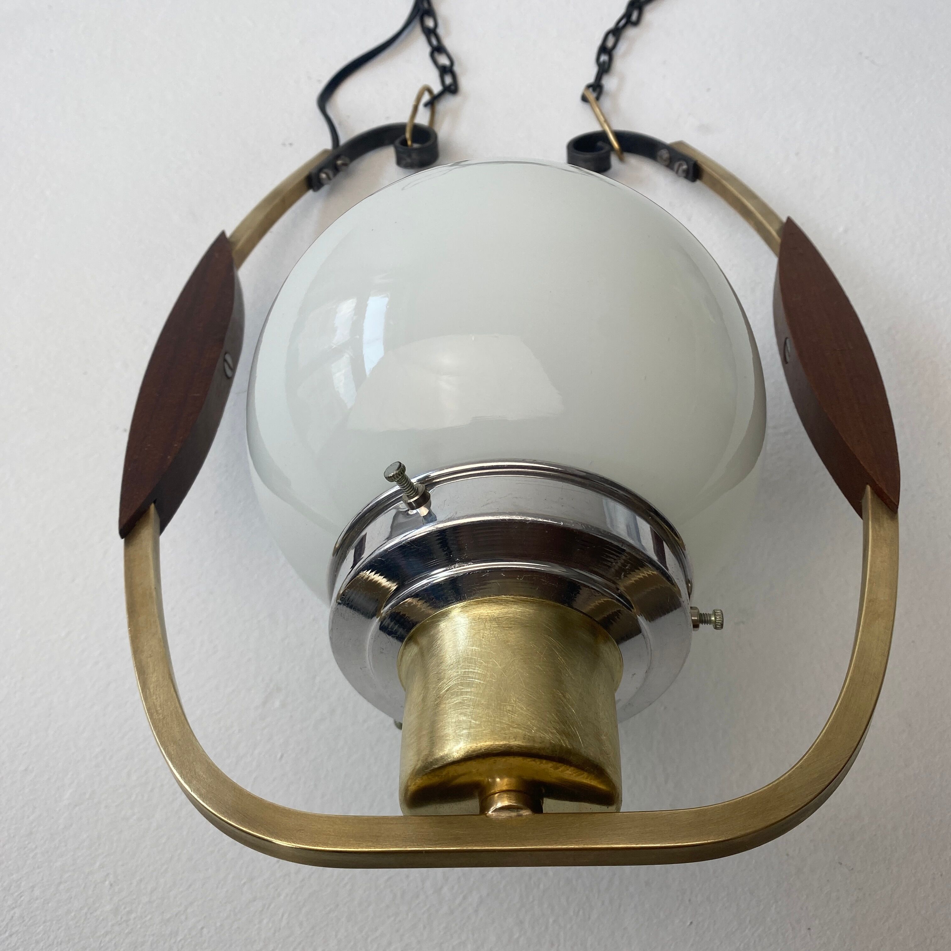 Old opaline pendant lamp 1950 vintage
