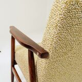 Fauteuil vintage vert en tissu à motifs modernes du milieu du siècle, années 1970, Pologne