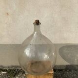 Dame Jeanne in transparent blown glass with bubbles and cut neck xl