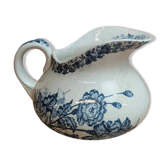 Small chubby antique jug in ironstone – blue floral decoration