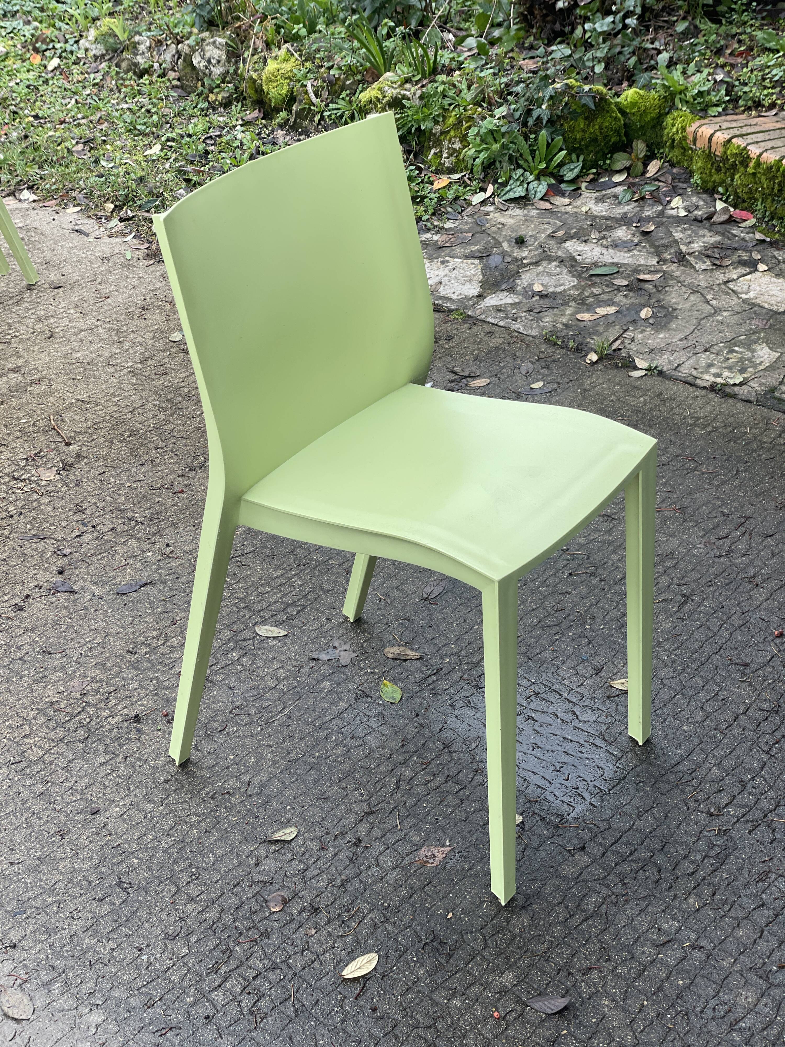 Slick-slick Starck pistachio chairs (set of 7)