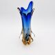 Murano Sommerso Vase Sculpture Chambord Model Blue Amber 26cm