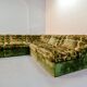 XL Woodstock Style Greenish Velvet Modular Sofa with Ottoman by Laauser 70s