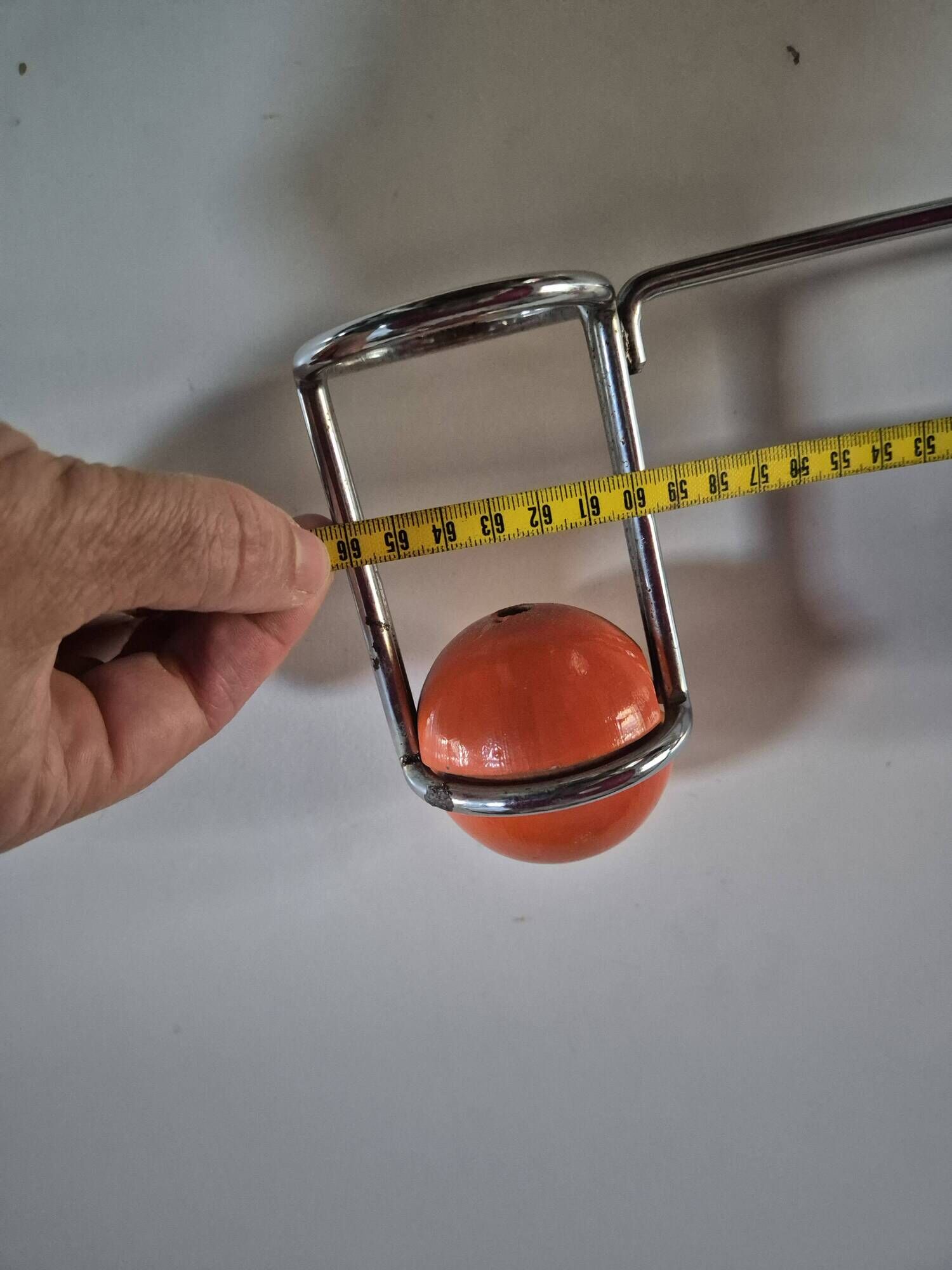 vintage metal coat rack with orange ball 1970s