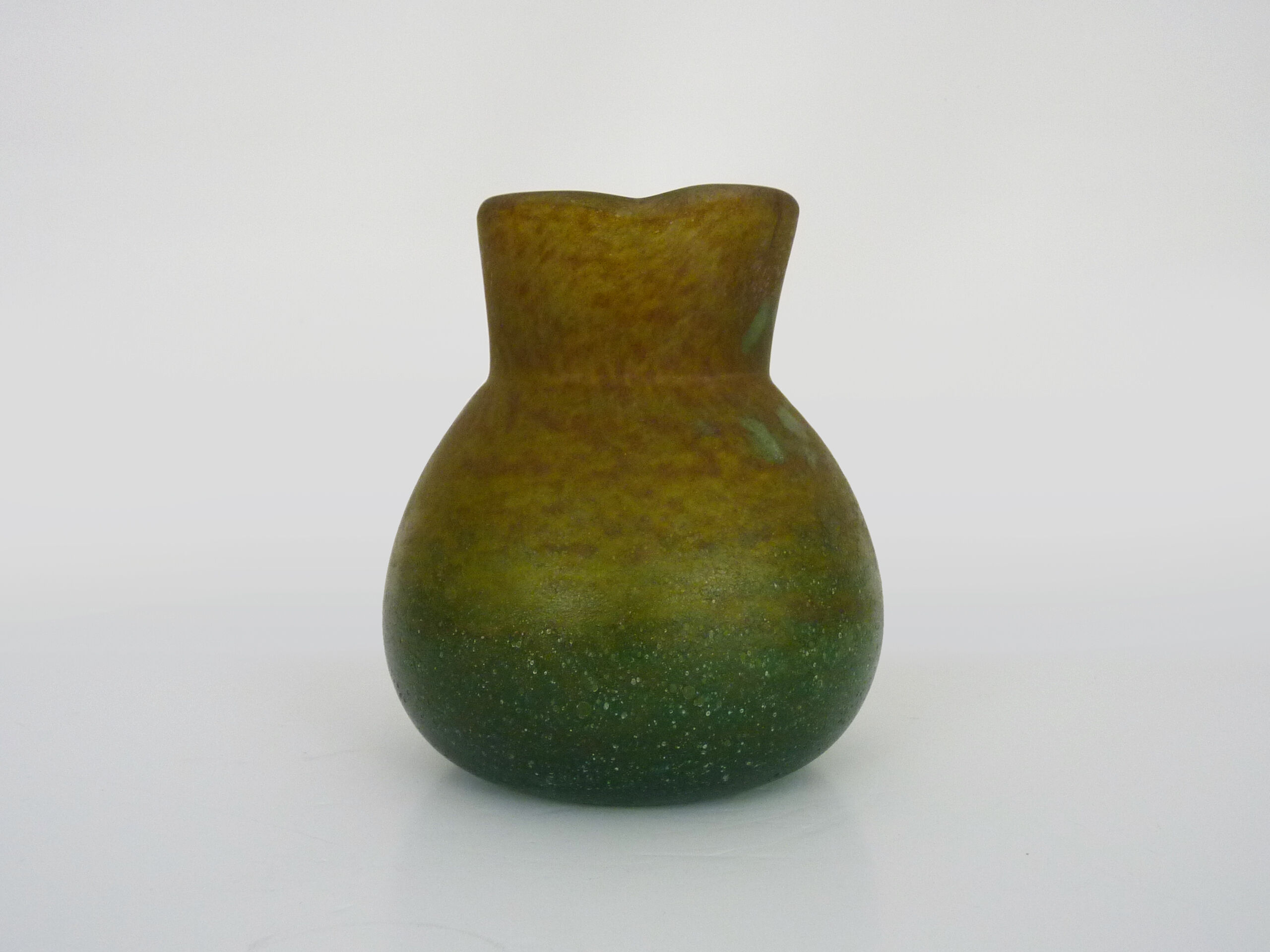 Pitcher in orange and green marble glass paste. Signed Georges De Feure for Daum