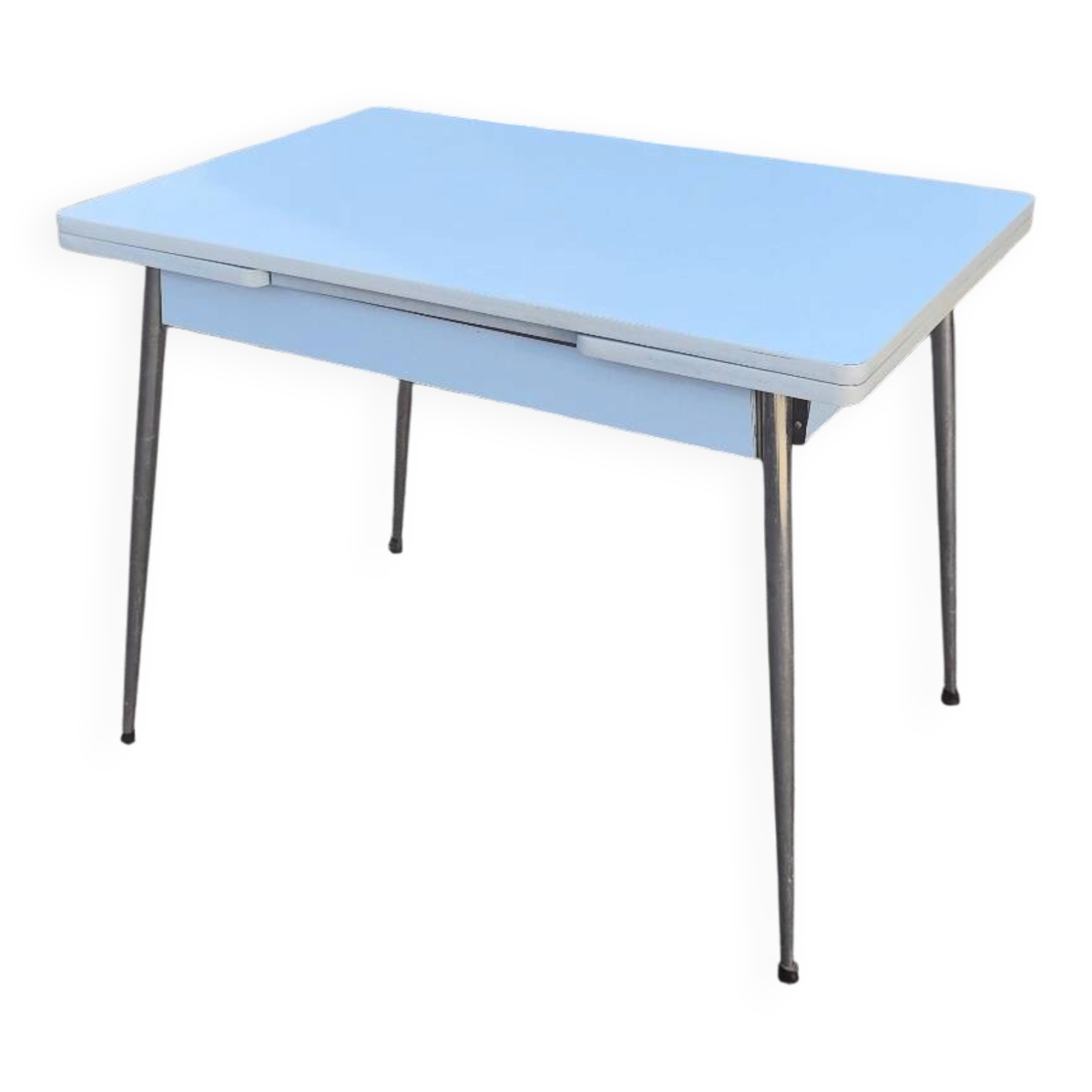 Blue formica extendable table