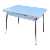 Table formica bleu à rallonges