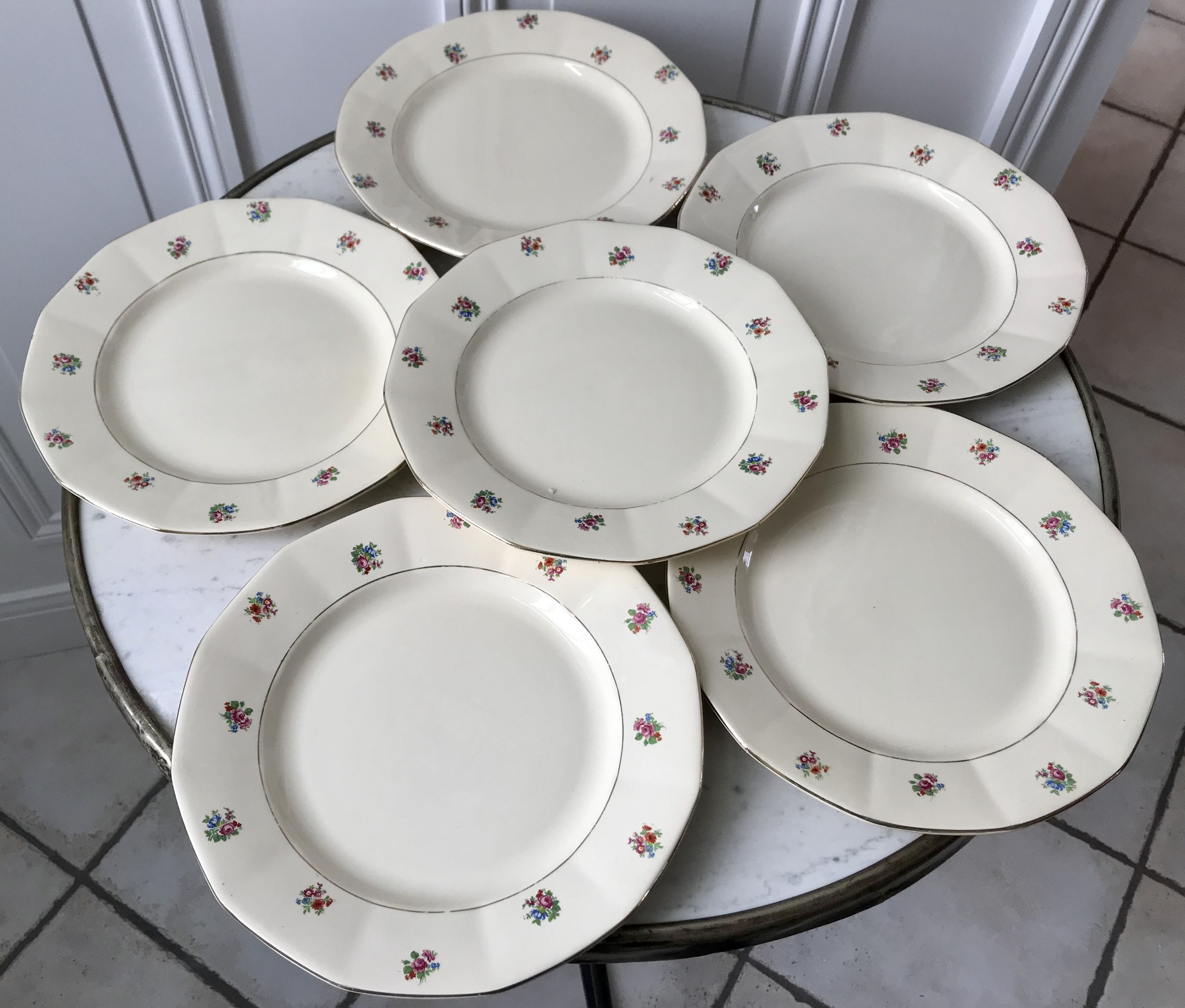 Set of 6 flat plates Digoin Sarreguemines years 40-50