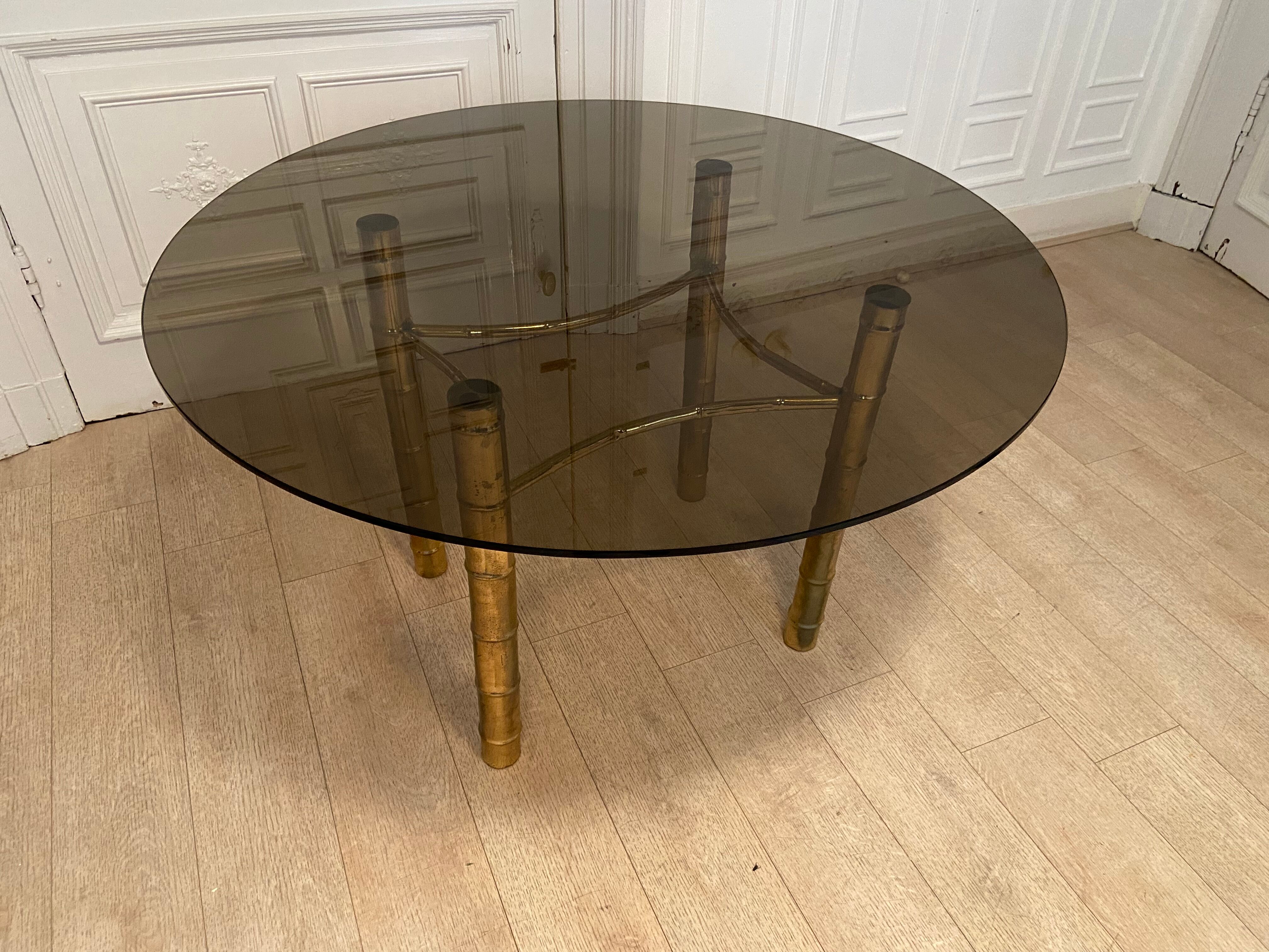 Dining table, fake golden bamboo, 1970s