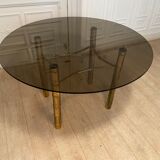 Table à manger, faux bambou doré, 1970s