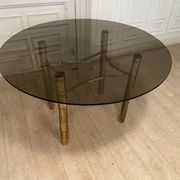 Table à manger, faux bambou doré, 1970s