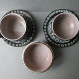 2 cups, 2 saucers and a Vallauris bowl from the 60s