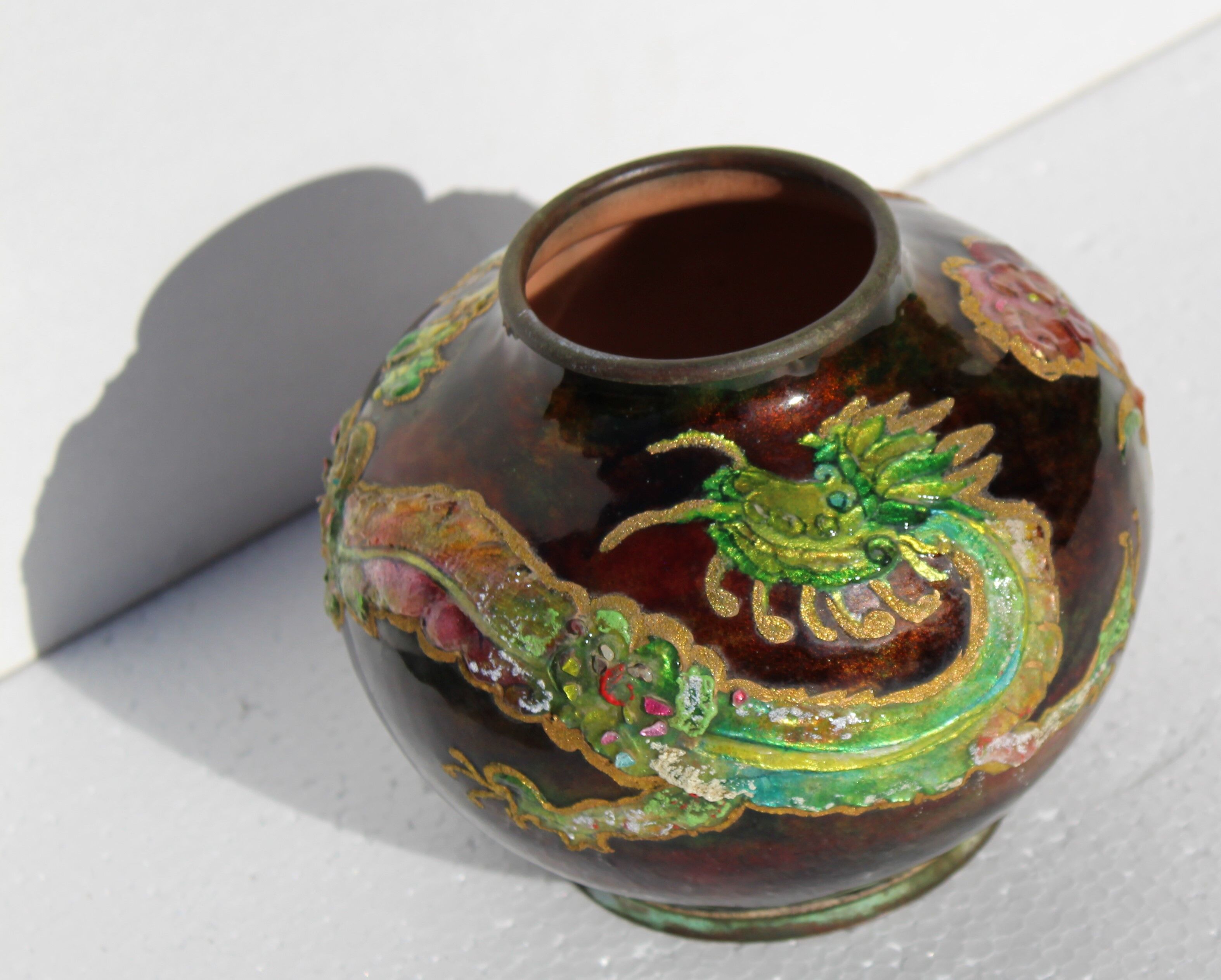 Vase boule enamels d'art limoges by Camille Fauré