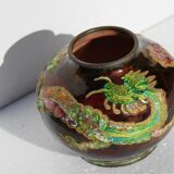 Vase boule enamels d'art limoges by Camille Fauré
