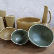 Mid-century Scandinavian set of 8 vases and bowls Rörstrand Ritzi Gunnar Nylund