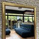 Pearled fireplace mirror 162.5/107.5cm gilded with gold leaf, fireplace trumeau, mirror.