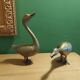 2 grands cygnes en laiton