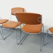 4 vintage sleigh chairs from the 70s, in designer chrome metal