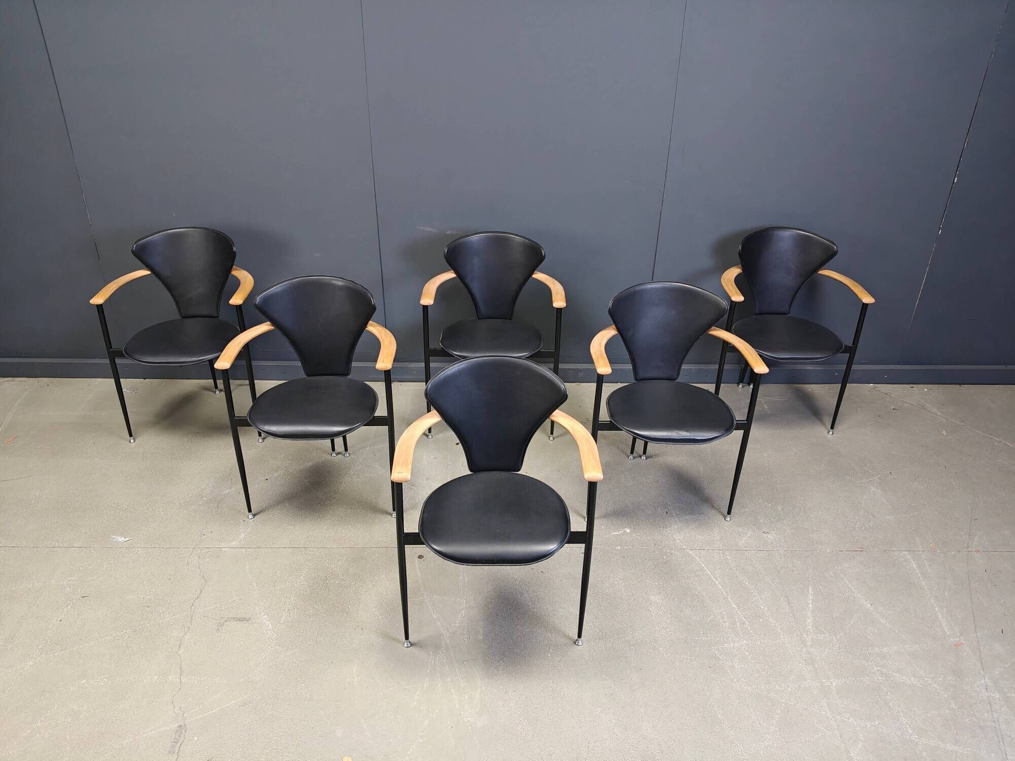 Vintage leather armchairs by Arrben Italy, 1980s - set of 6
