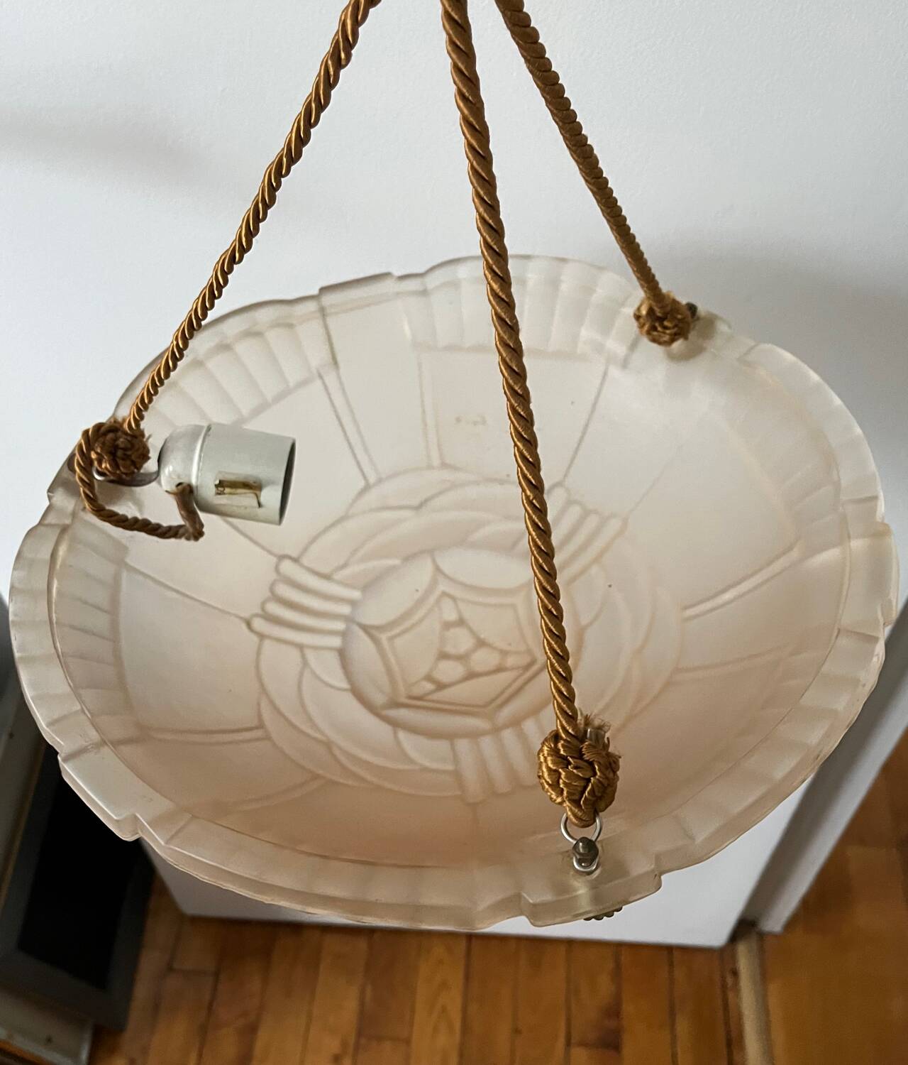 Art Deco glass hanging basin