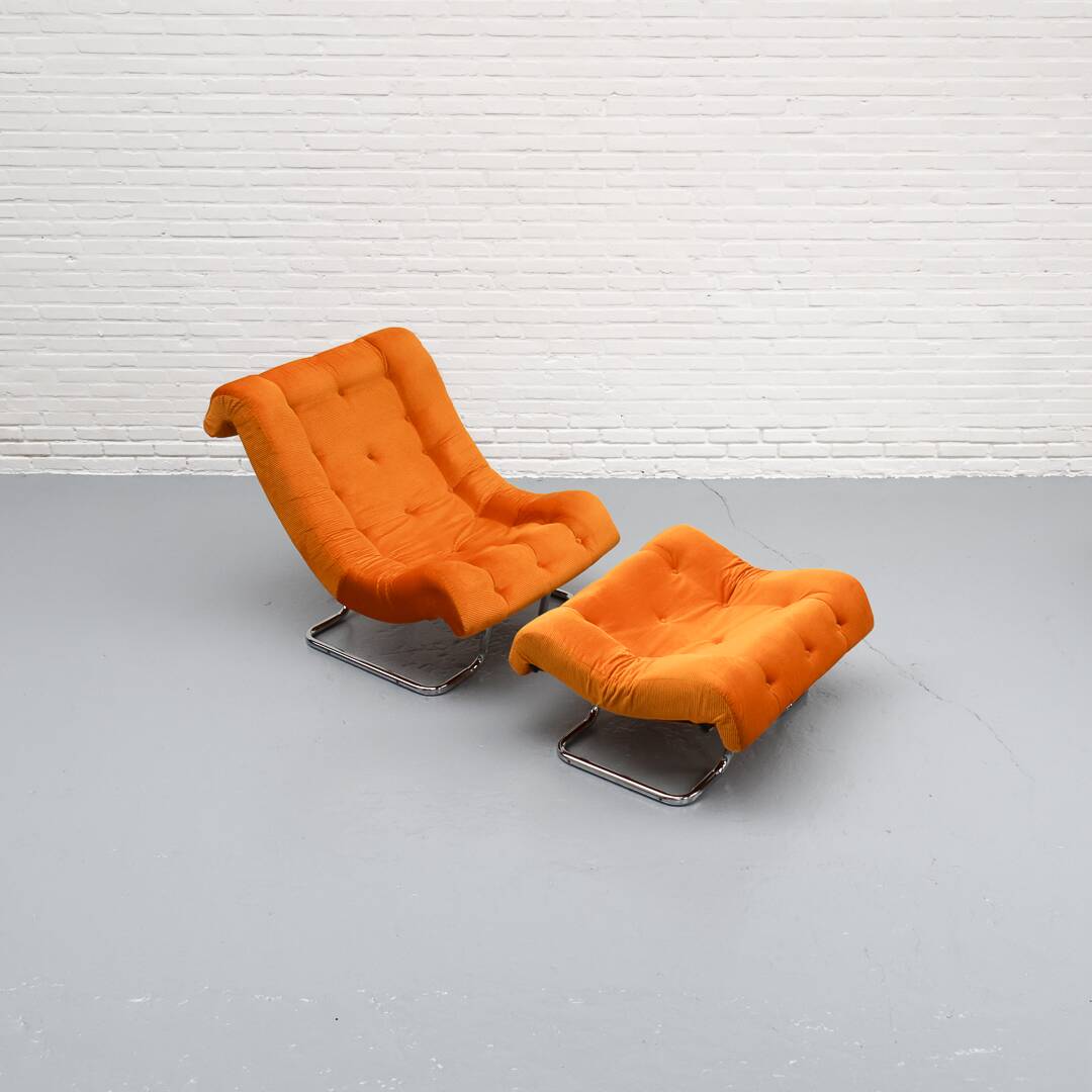 Fauteuil et repose-pieds Dux Formula années 1970