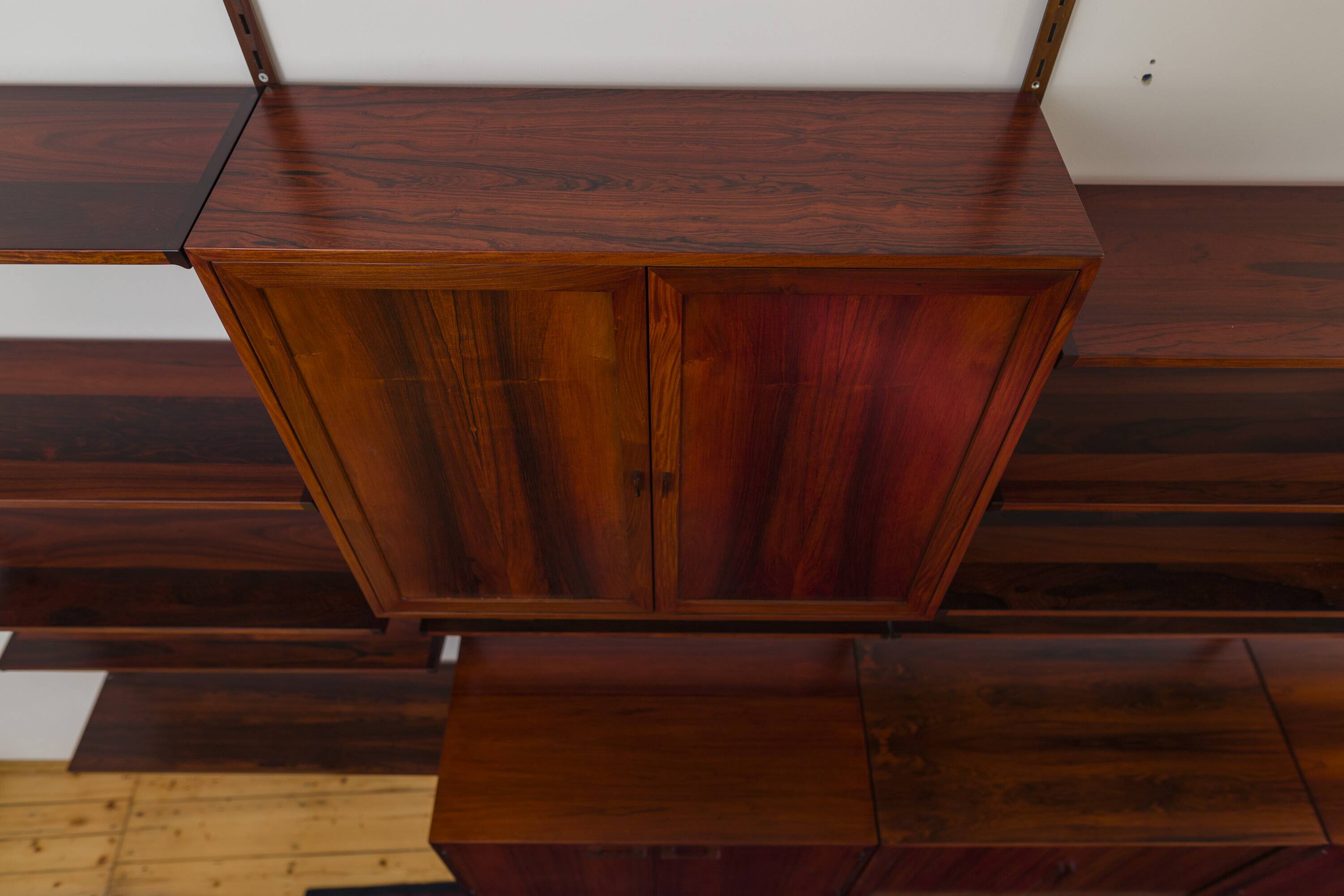 Rosewood Modular Wall Unit by Kai Kristiansen for FM Møbler, 1960s