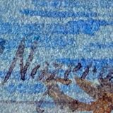 Painting "Mediterranean Seaside" Watercolor signed around 1920