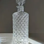 Square Whisky Carafe with Diamond Point Decoration in Moulded-Cut Glass