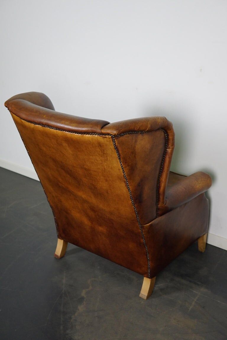 Vintage Dutch leather club armchair
