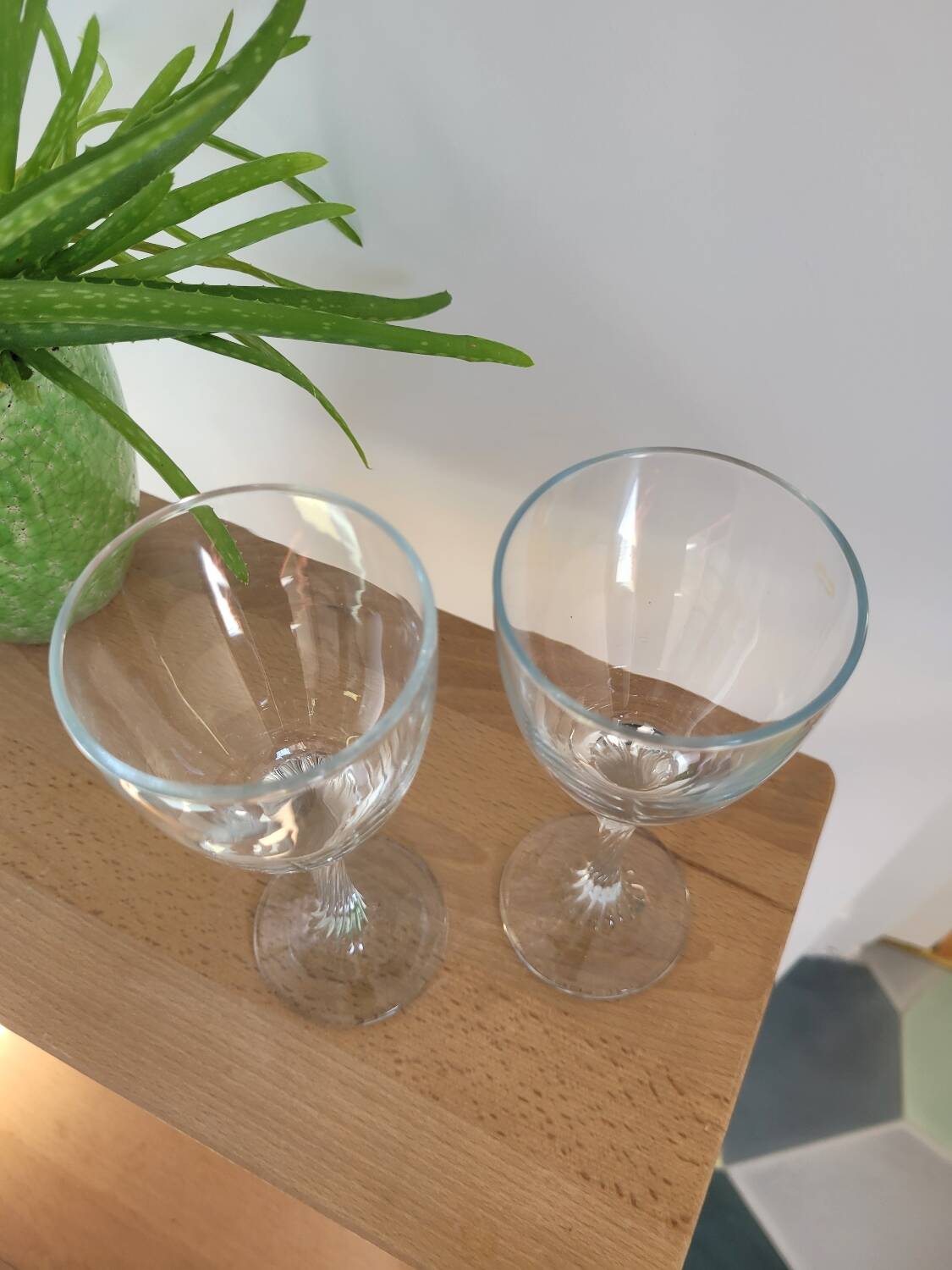 Two crystal wine glasses