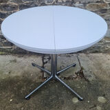 Round table and white formica chairs, vintage, 70s