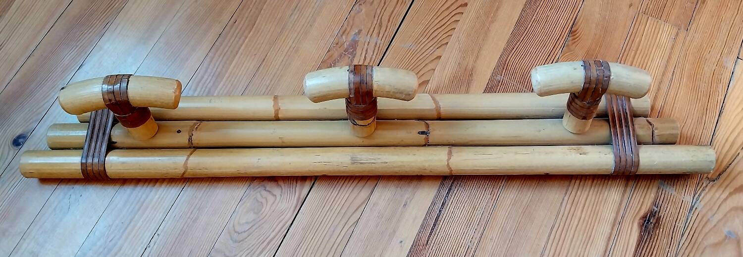 Rattan wall-mounted coat rack