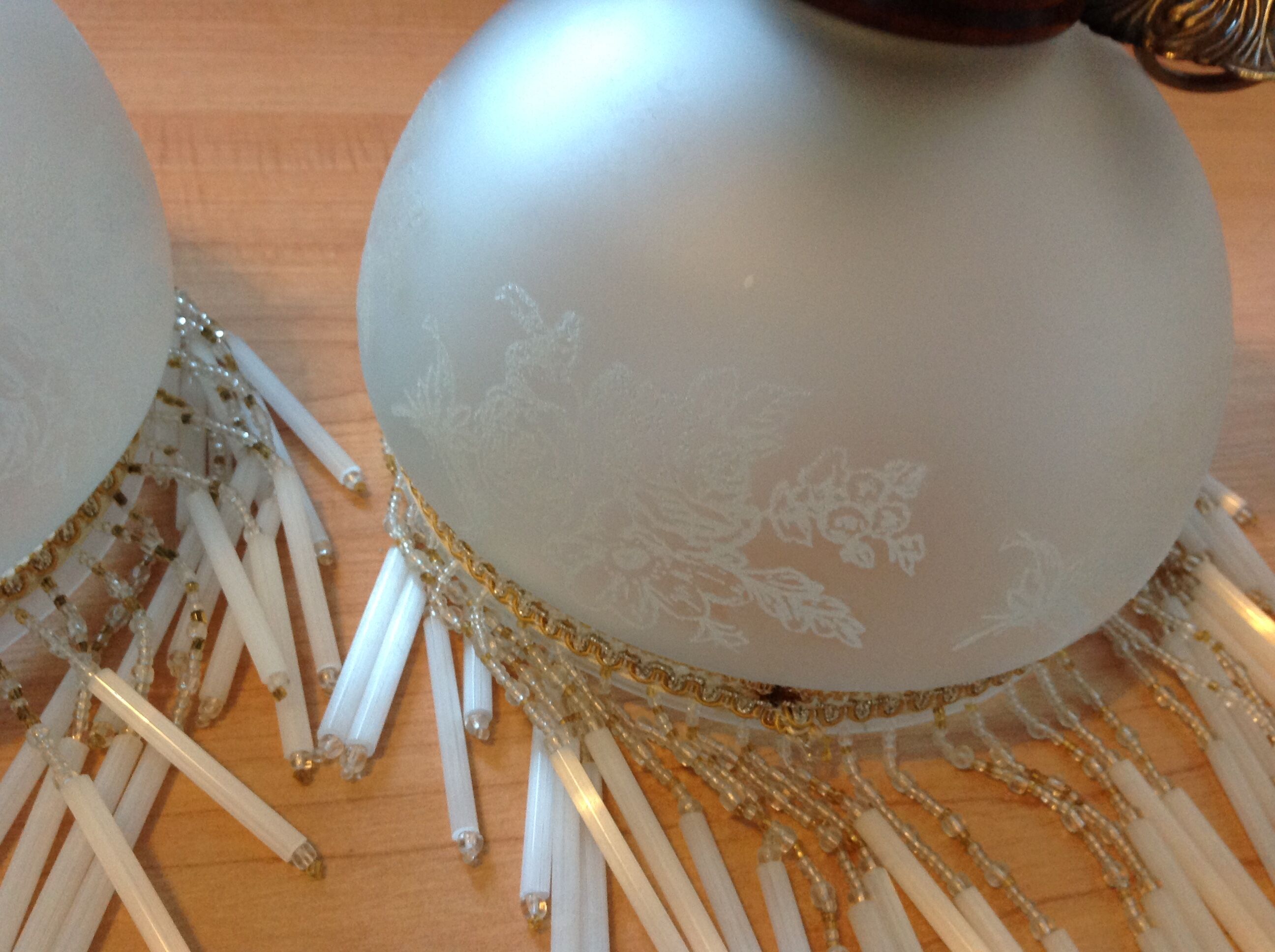 Pair of art deco style frosted glass globes