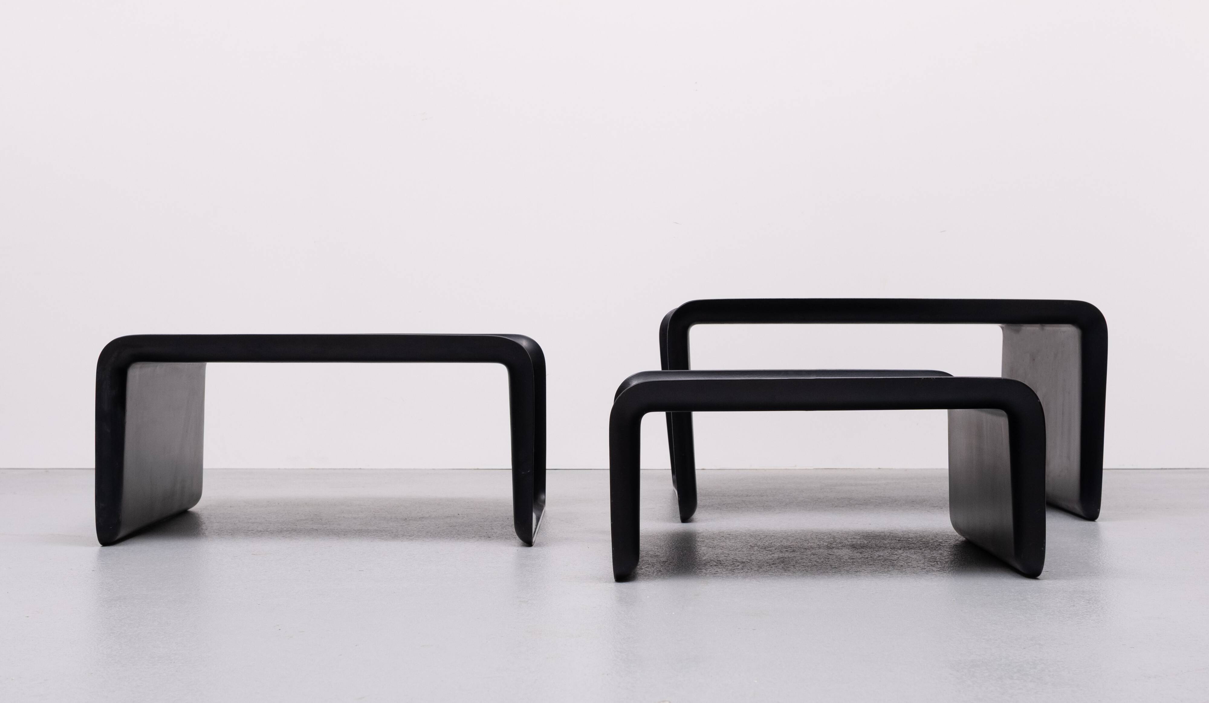 Rosenthal Large Black Fiberglass nesting tables 1970s Germany