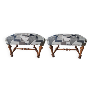 lot de 2 poufs rectangulaire - pied