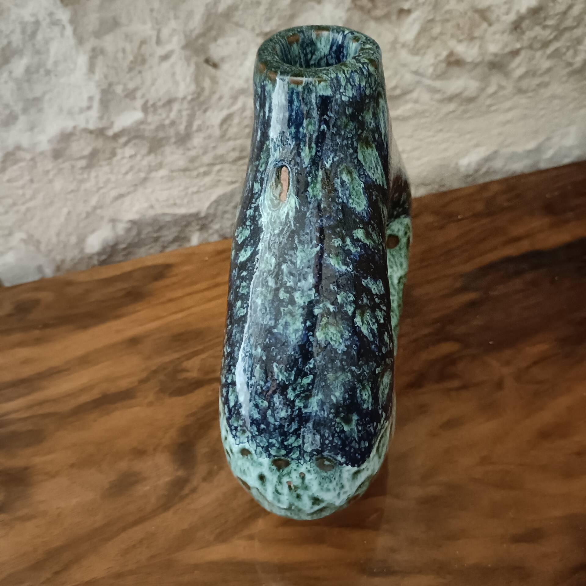 Vase, bougeoir en céramique émaillée