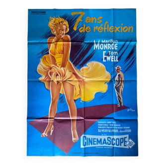 Affiche cinéma "Sept ans de réflexion" Marilyn Monroe 120x160cm 70's