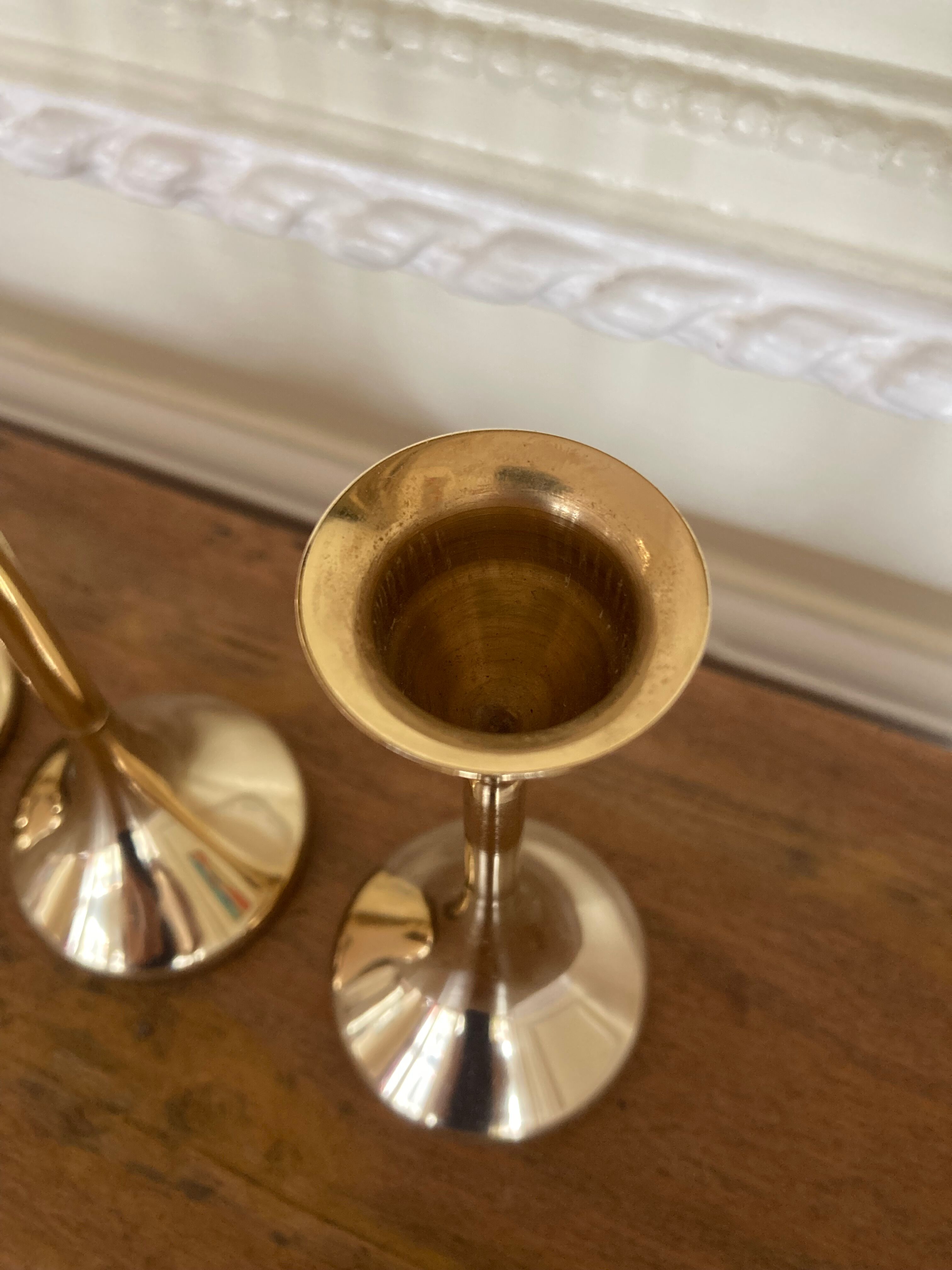 Set of 3 scandinavian brass candle holders
