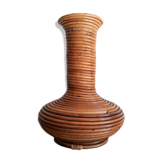 Vintage vase for dry bouquet / Rotin Vase dried flowers / Osier / Bamboo / Vintage 1960 / Mid-Century.