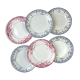6 flat plates Terre de Fer blue red mismatched
