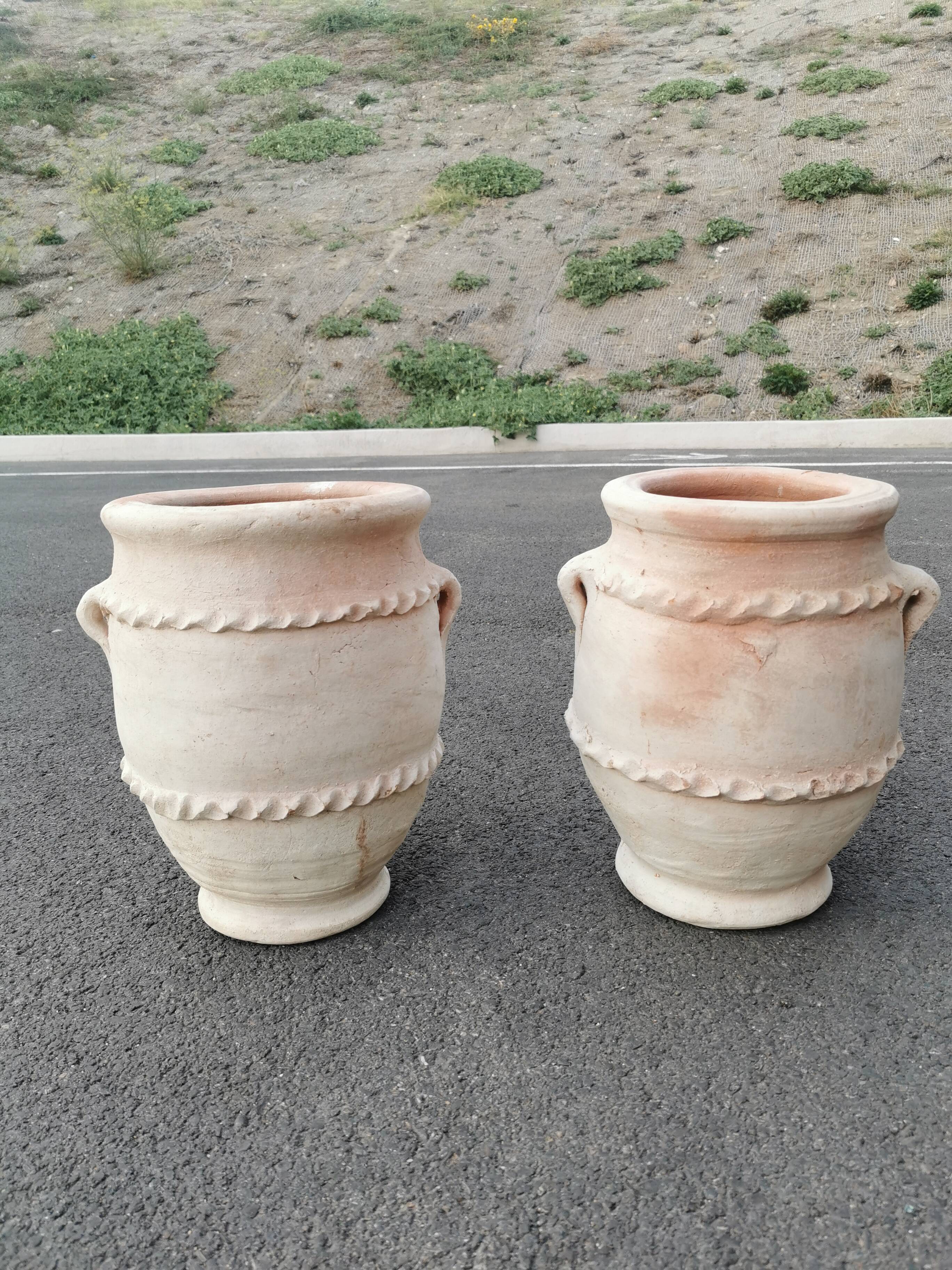 Set of two terracotta jars