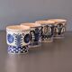 Set of 4 Korond blue handcrafted cups – Signed vintage ceramic