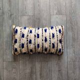 Handmade blue and white handira moroccan berber cushion