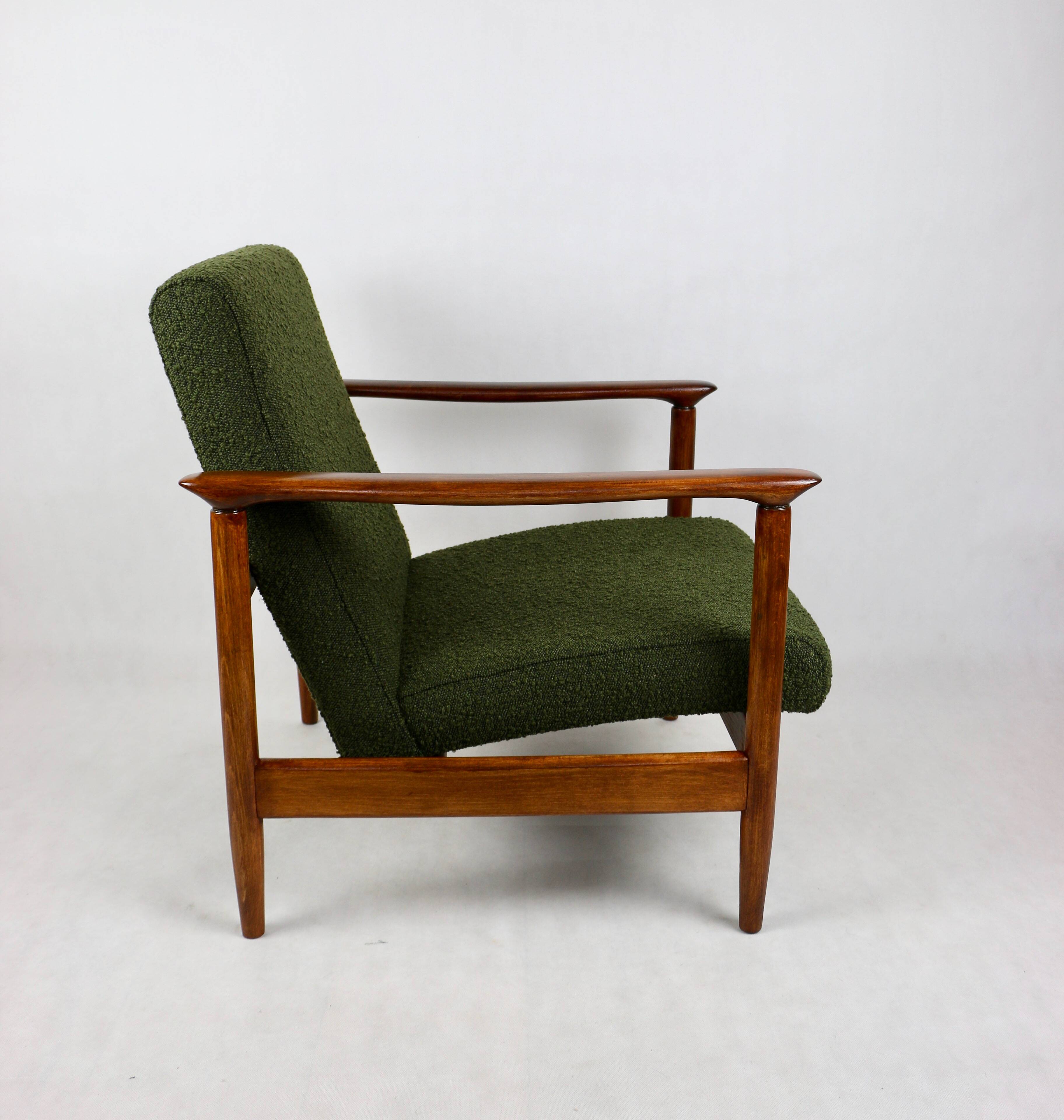 GFM-142 chair in olive boucle, attributed to Edmund Homa, 1970s