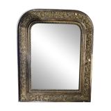 Small antique fireplace mirror – gilded stucco – Napoleon III