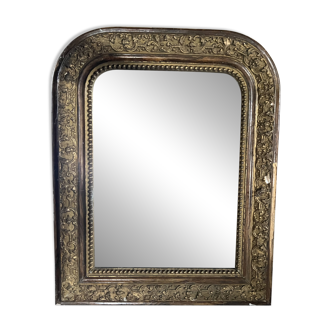 Small antique fireplace mirror – gilded stucco – Napoleon III