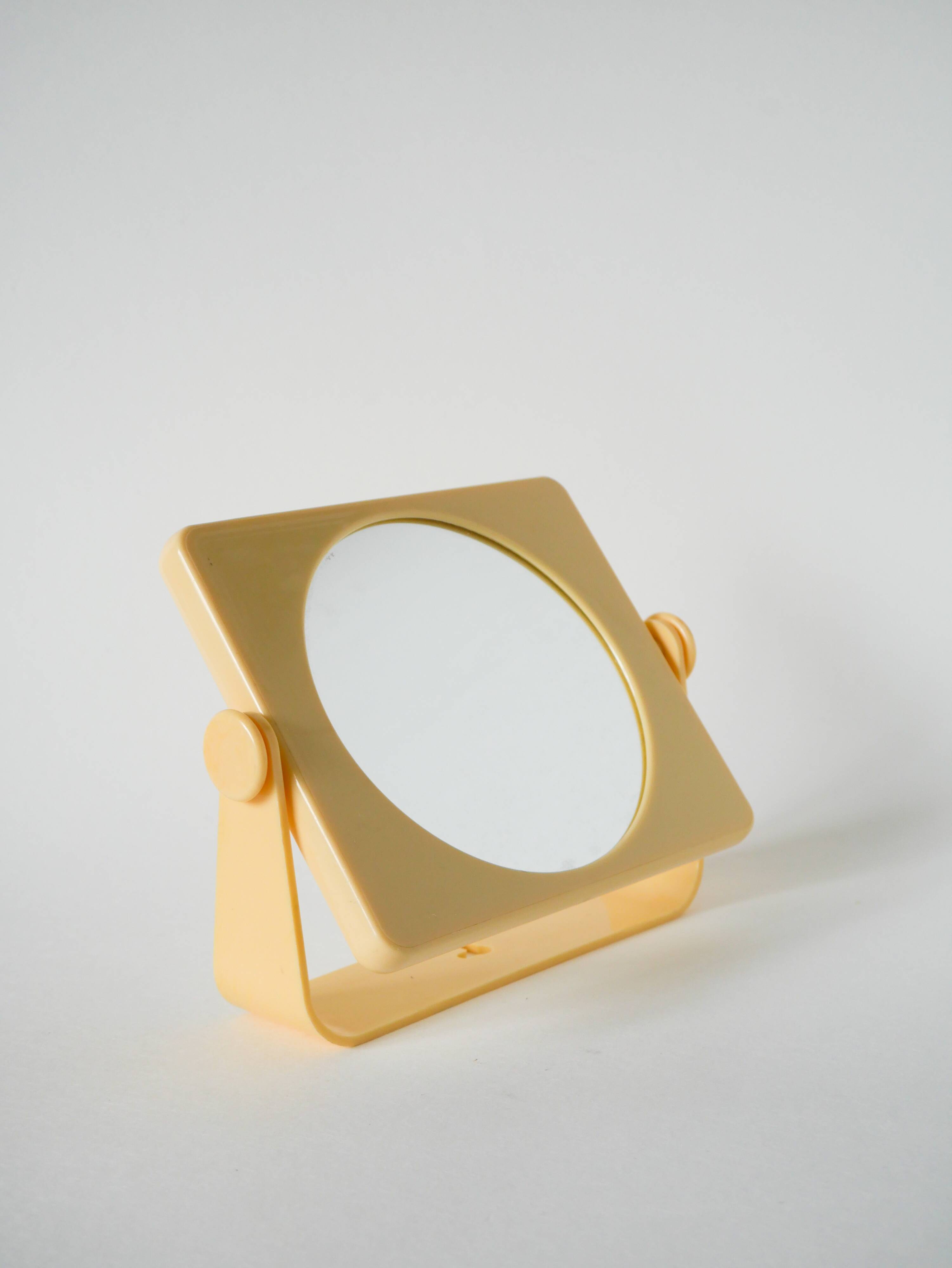 Small cream plastic bathroom mirror to attach, 1970s