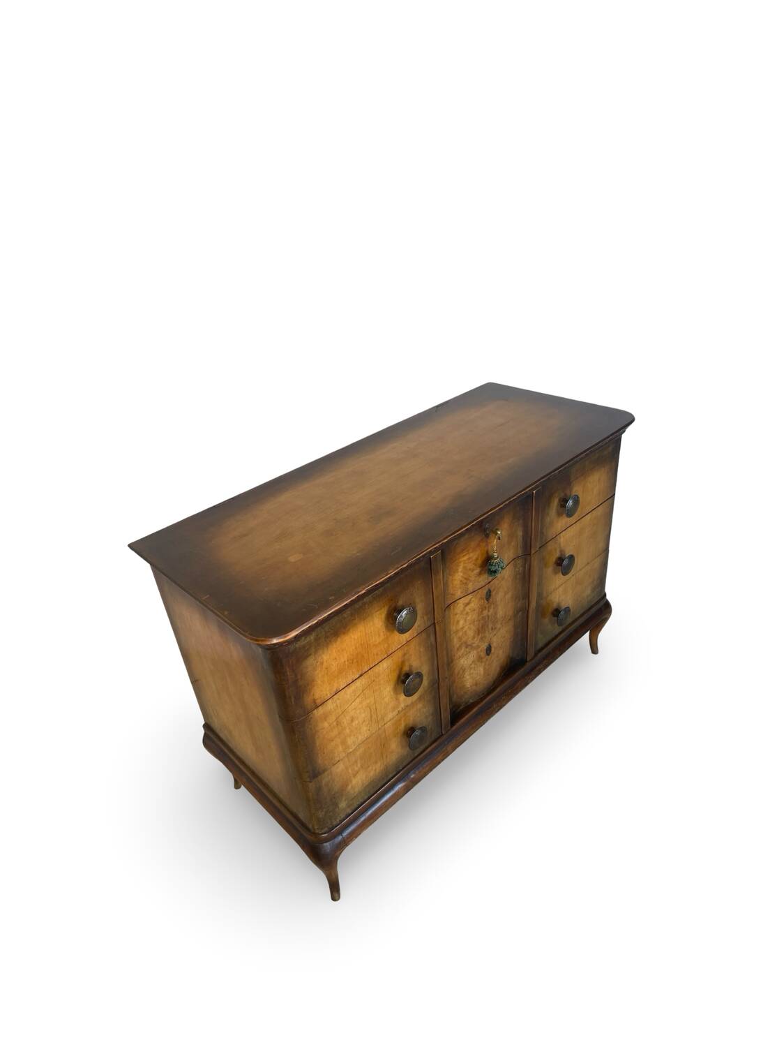 Commode italienne en placage et bois massif de noyer, années 1940-1950